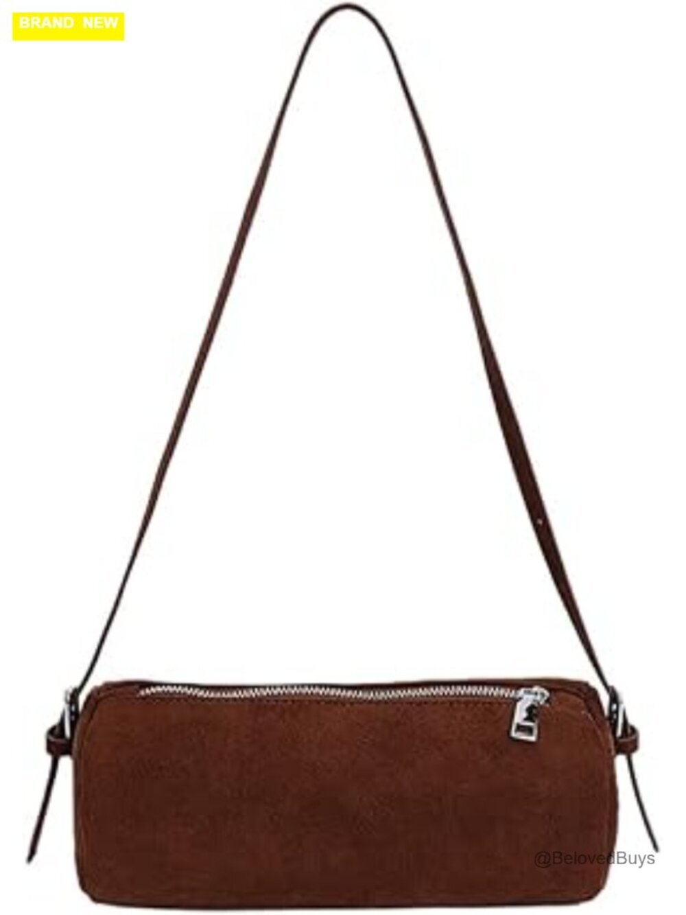 Vintage Suede Hobo Crossbody Bag Barrel Purse Slouchy Shoulder Tote